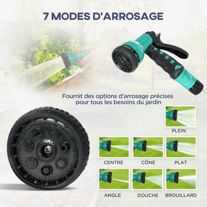 Hose Reel, Water Hose Cart, 30+2 m, with Wall Mount + Handle, 180° swivel, 7 Watering Options, Black
