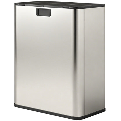 2 x 28L Stainless Steel Kitchen Step Bin with Soft-Close Butterfly Lid, Removable Inner Bins, Fingerprint-Resistant, Silver