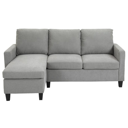 3-Seater Corner Sofa with Reversible Chaise Left or Right for Living Room, Office, Apartment, Polyester Fabric 197L x 139W x 91H cm Light Gray