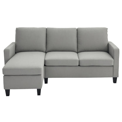 3-Seater Corner Sofa with Reversible Chaise Left or Right for Living Room, Office, Apartment, Polyester Fabric 197L x 139W x 91H cm Light Gray