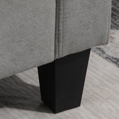 3-Seater Corner Sofa with Reversible Chaise Left or Right for Living Room, Office, Apartment, Polyester Fabric 197L x 139W x 91H cm Light Gray