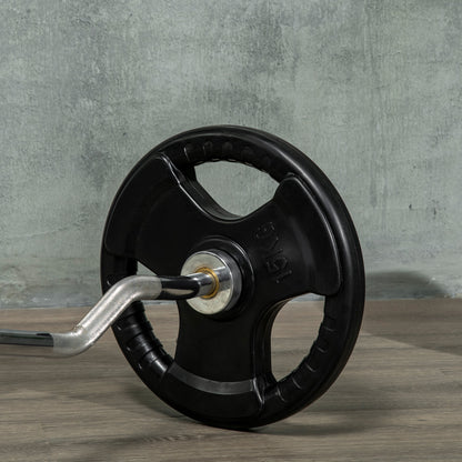 SPORTNOW Weight Plates 2-Pack, Tri-Grip 2 x 15 KG Rubberized Olympic Plates, Floor-Friendly Weight Plates with 5 cm Hole, Three Handles, for Weightlifting, Strength Training