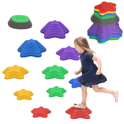 ZONEKIZ River Stones, 11-pcs. Balancing Stones, Stackable Stones for Children's Balance, Non-Slip Stepping Stones, Balance Game up to 80 kg Load, for Balance, Motor Skills