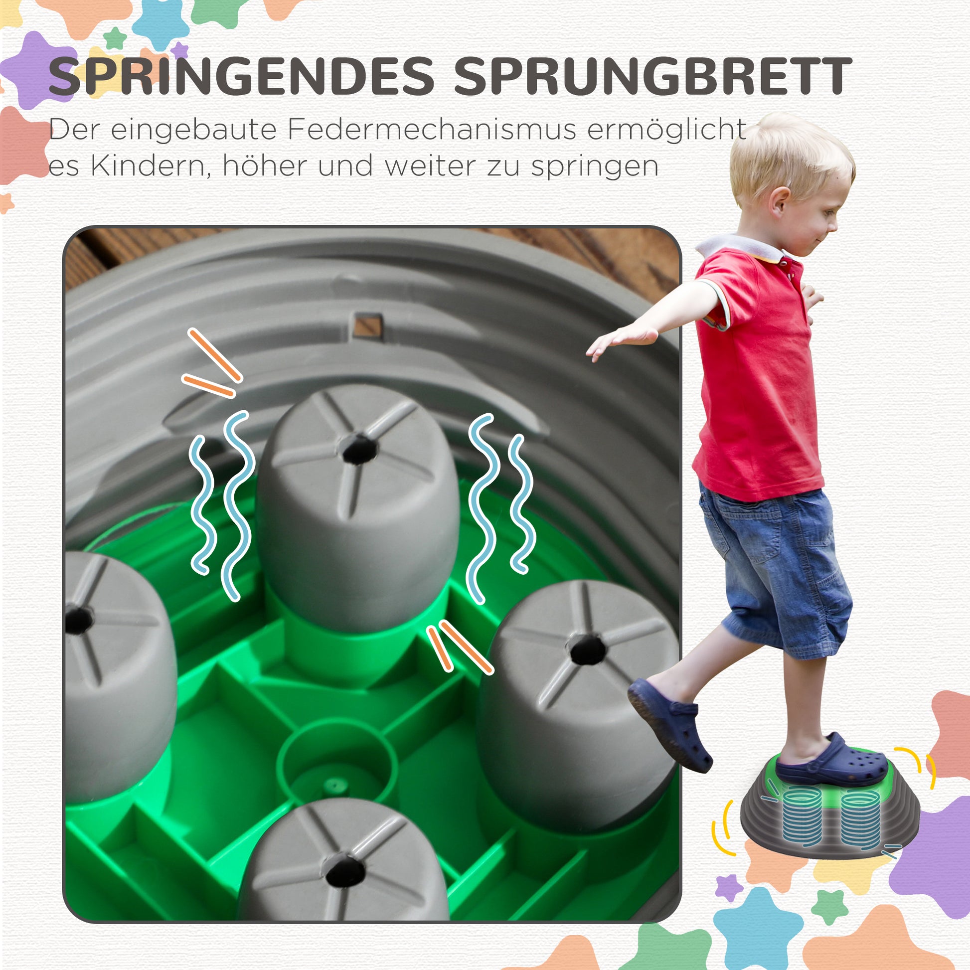 ZONEKIZ River Stones, 11-pcs. Balancing Stones, Stackable Stones for Children's Balance, Non-Slip Stepping Stones, Balance Game up to 80 kg Load, for Balance, Motor Skills