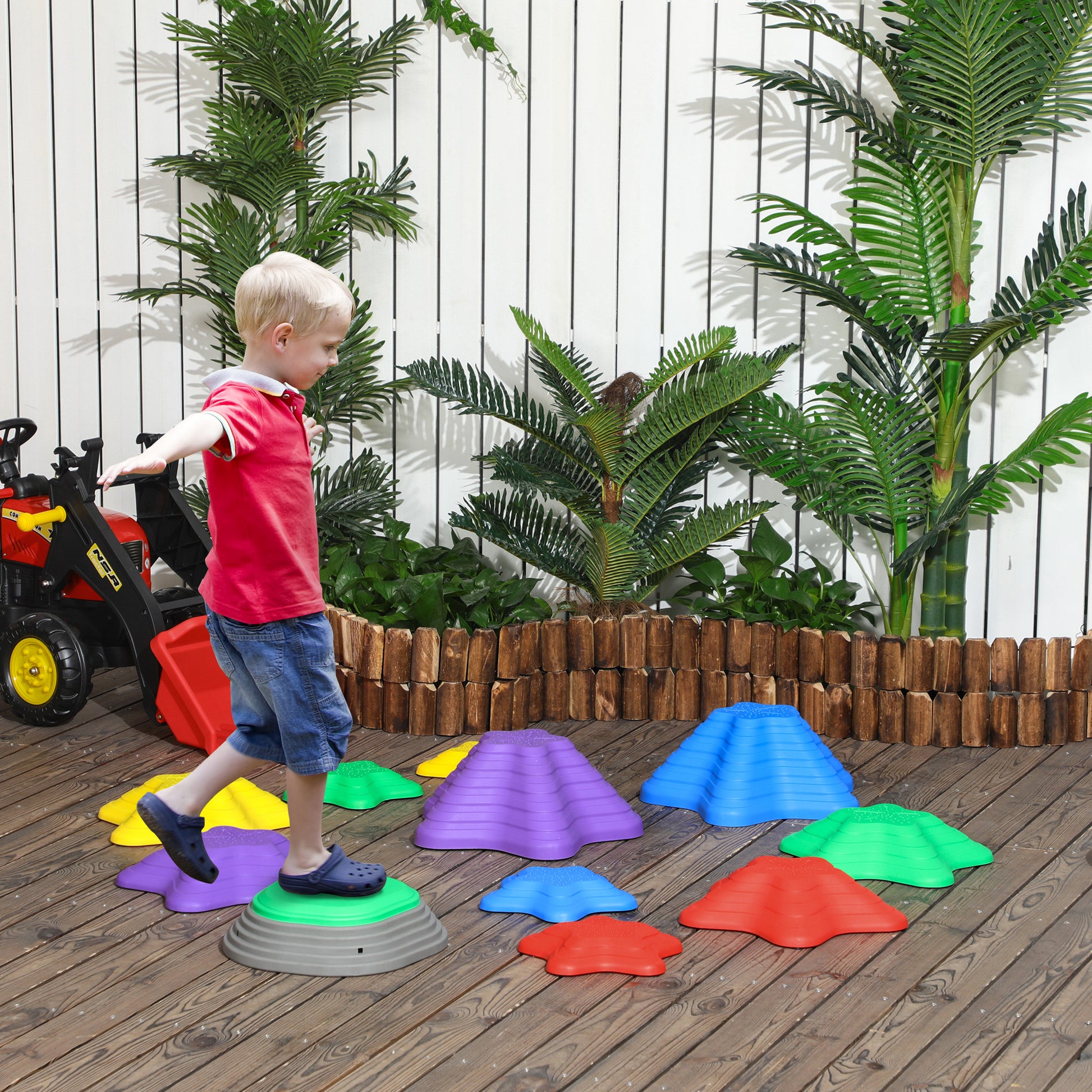 ZONEKIZ River Stones, 11-pcs. Balancing Stones, Stackable Stones for Children's Balance, Non-Slip Stepping Stones, Balance Game up to 80 kg Load, for Balance, Motor Skills