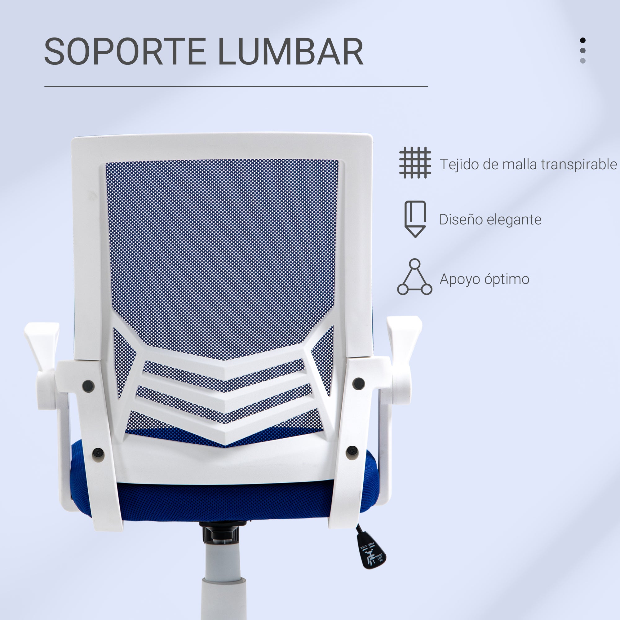 Ergonomic Office Chair Swivel Desk Chair with Adjustable Height Flip-Up Armrest Lumbar Support Breathable for Teens Adults 62.5x55x94-104 cm Blue