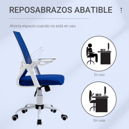 Ergonomic Office Chair Swivel Desk Chair with Adjustable Height Flip-Up Armrest Lumbar Support Breathable for Teens Adults 62.5x55x94-104 cm Blue