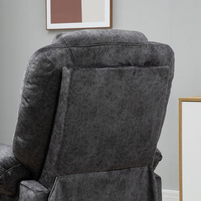 Manual Reclining Chair Upholstered in Padded Velvet Reclining Chair with Retractable Footrest and Side Pockets for Living Room Office Bedroom 88x91x108 cm Black