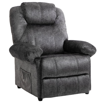Manual Reclining Chair Upholstered in Padded Velvet Reclining Chair with Retractable Footrest and Side Pockets for Living Room Office Bedroom 88x91x108 cm Black