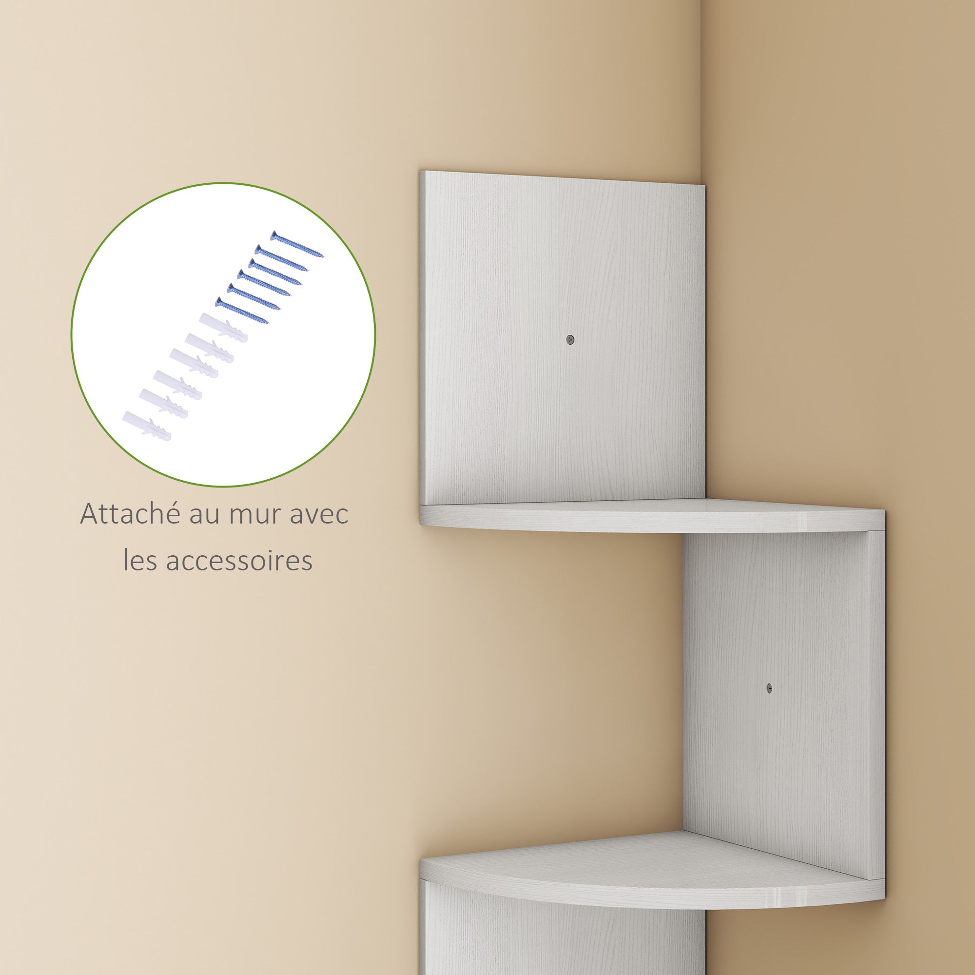 Zigzag Shaped Wall Corner Shelf Storage Unit 20L x 20W x 126H cm 5 Levels White Wood