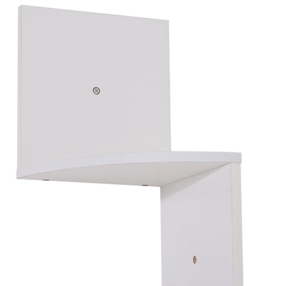 Zigzag Shaped Wall Corner Shelf Storage Unit 20L x 20W x 126H cm 5 Levels White Wood