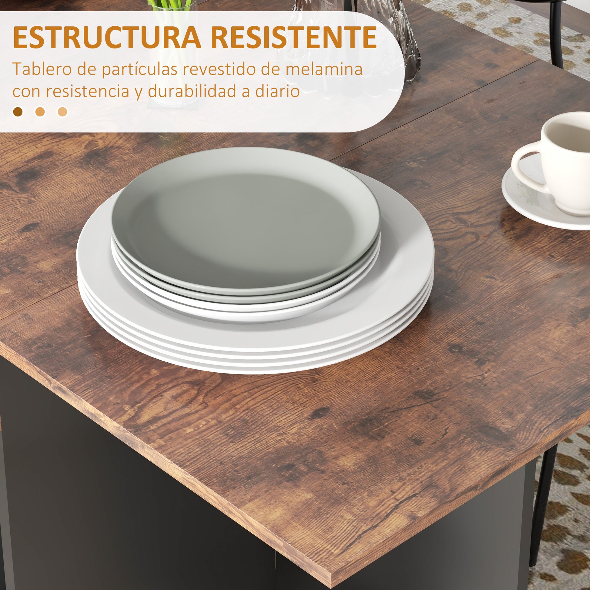 Folding Dining Table Kitchen Table with Wheels Foldable Wings Drawer and Shelves for 2-4 People 120x72x75 cm Rustic Brown and Black