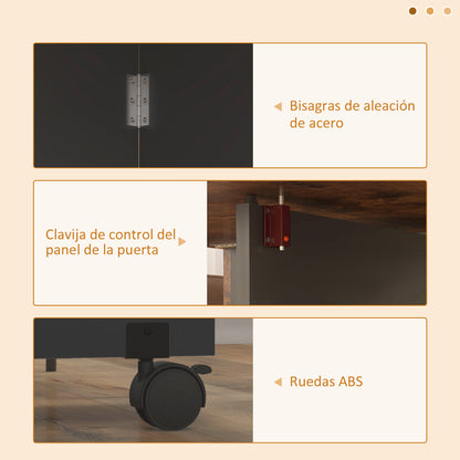 Folding Dining Table Kitchen Table with Wheels Foldable Wings Drawer and Shelves for 2-4 People 120x72x75 cm Rustic Brown and Black