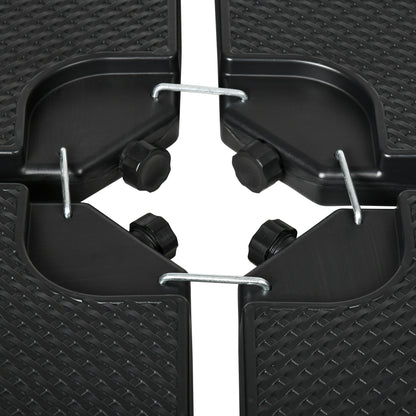 4-piece Umbrella Weight Weatherproof Umbrella Stand Weight for Offset Umbrella with Handle, Umbrella Weight Fillable with 80 kg of Sand or 60 kg of Water, HDPE, Black