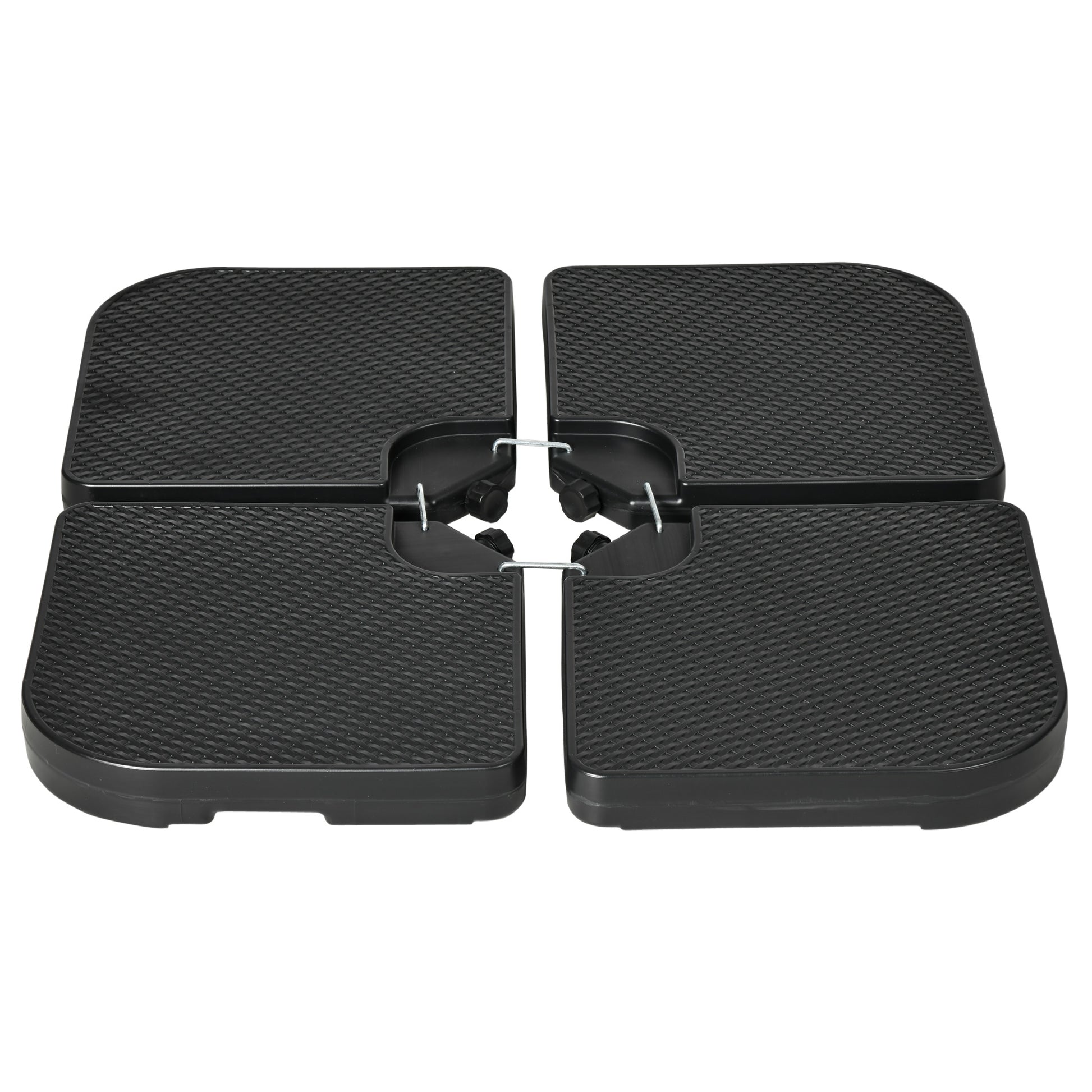 4-piece Umbrella Weight Weatherproof Umbrella Stand Weight for Offset Umbrella with Handle, Umbrella Weight Fillable with 80 kg of Sand or 60 kg of Water, HDPE, Black