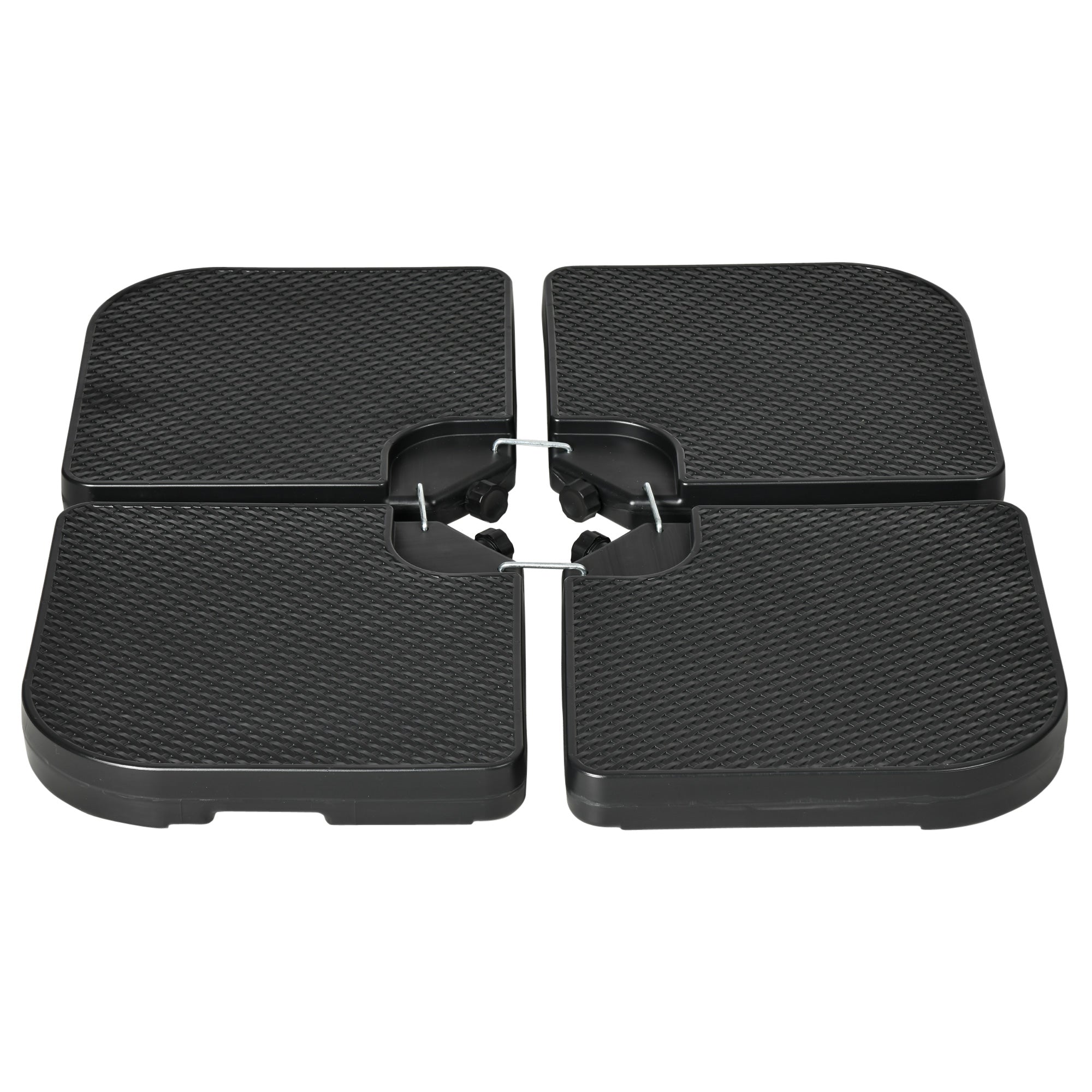 4-piece Umbrella Weight Weatherproof Umbrella Stand Weight for Offset Umbrella with Handle, Umbrella Weight Fillable with 80 kg of Sand or 60 kg of Water, HDPE, Black