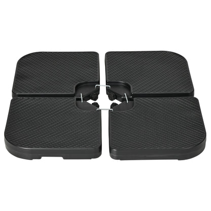 4-piece Umbrella Weight Weatherproof Umbrella Stand Weight for Offset Umbrella with Handle, Umbrella Weight Fillable with 80 kg of Sand or 60 kg of Water, HDPE, Black