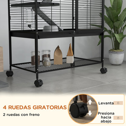 4-Level Small Animal Cage Rodent Cage with Wheels Ramp Water Bottle and Removable Tray Enclosure for Rabbits Chinchillas Ferrets 78x45.5x136 cm Black