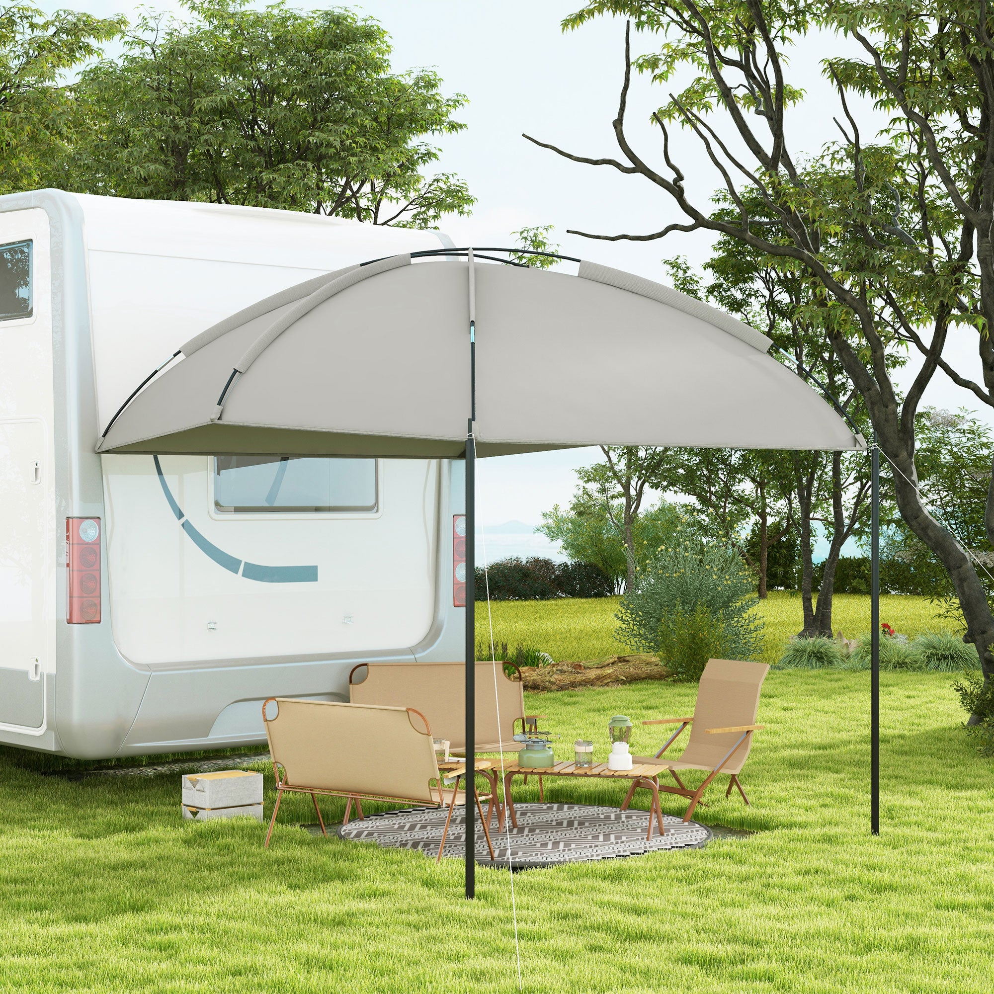 Waterproof Car Awning Tent, Rain Shelter, Sunshade, Lightweight Portable for Truck, Camper, 2.9 x 2.8 x 2.3-2.6m