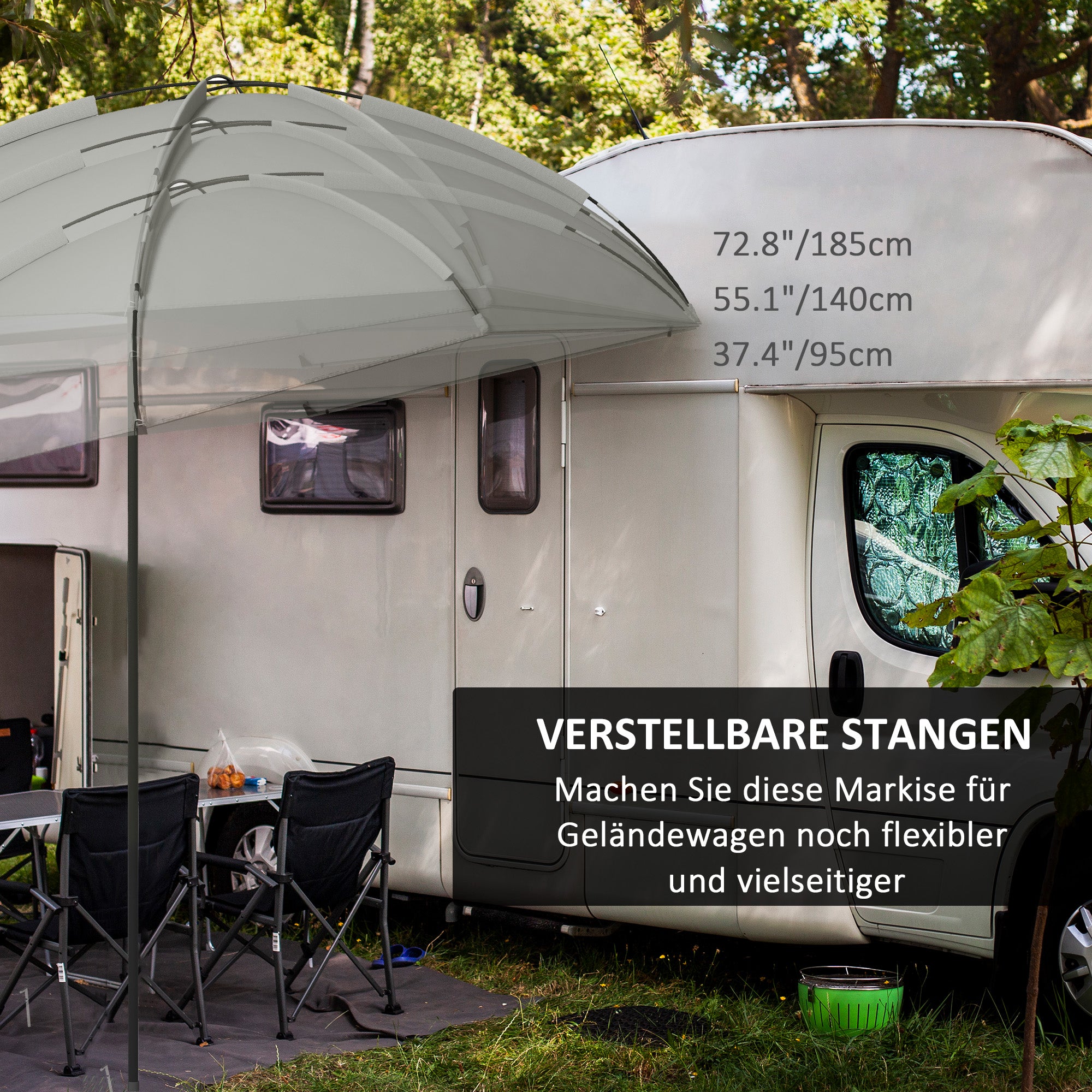Waterproof Car Awning Tent, Rain Shelter, Sunshade, Lightweight Portable for Truck, Camper, 2.9 x 2.8 x 2.3-2.6m