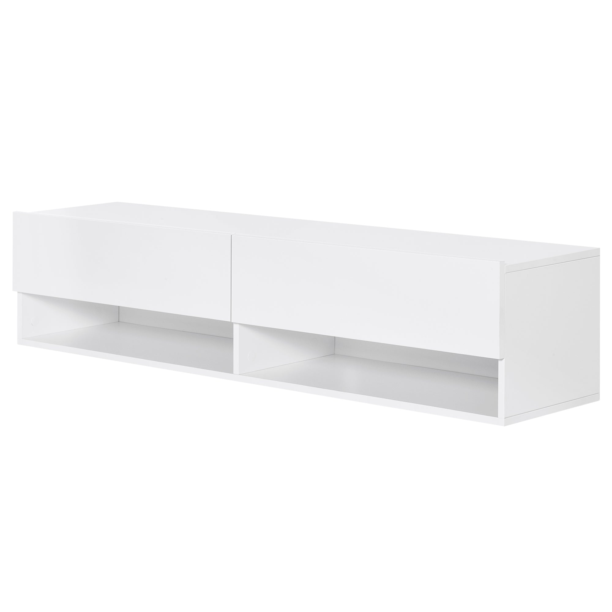 Wall Mounted TV Stand TV Cabinet for Living Room with 2 Compartments and 2 Cabinets with Flip Doors TV Stand for 60-inch Television 140x32x31 cm White