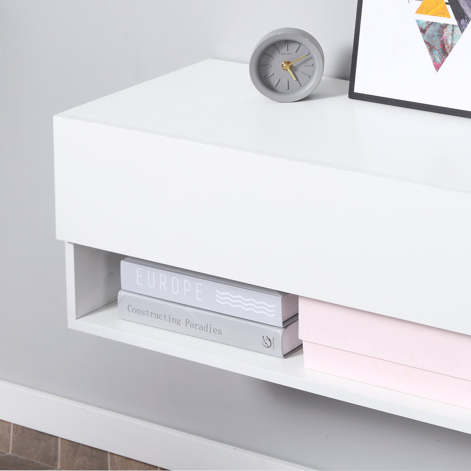 Wall Mounted TV Stand TV Cabinet for Living Room with 2 Compartments and 2 Cabinets with Flip Doors TV Stand for 60-inch Television 140x32x31 cm White