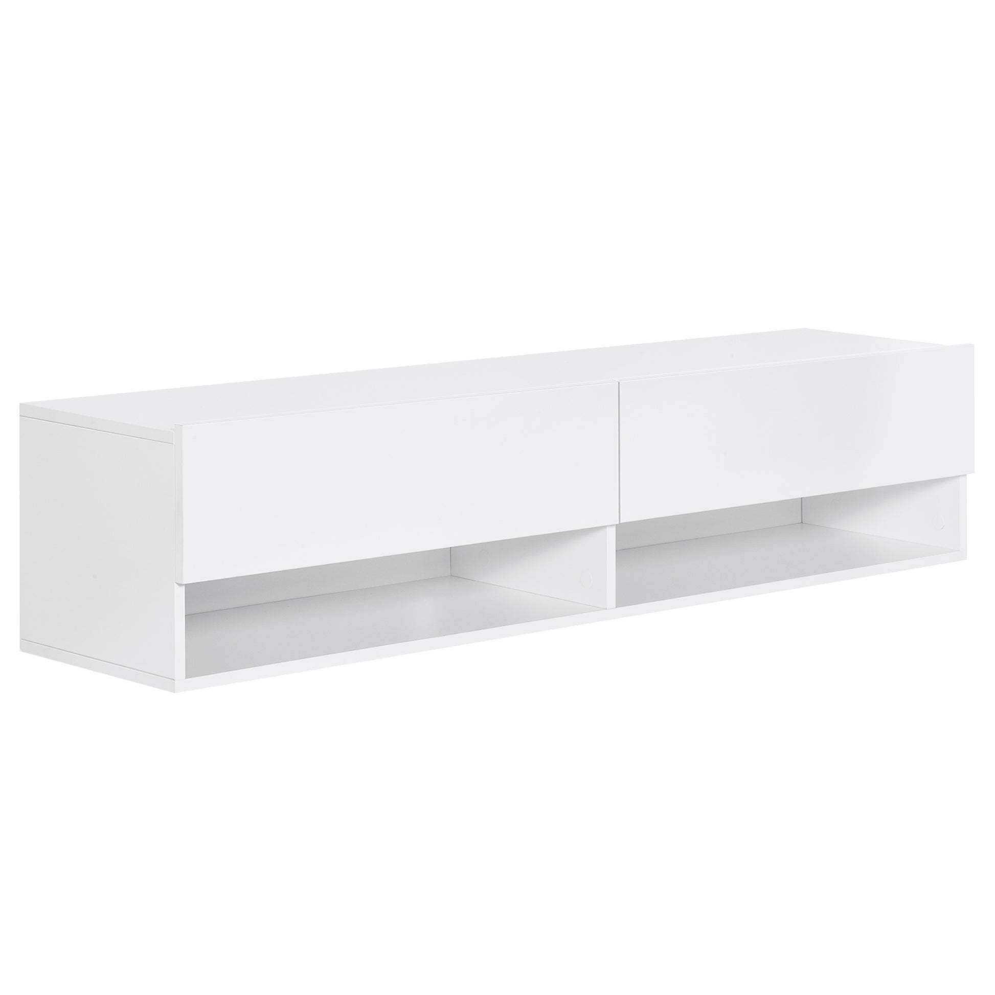 Wall Mounted TV Stand TV Cabinet for Living Room with 2 Compartments and 2 Cabinets with Flip Doors TV Stand for 60-inch Television 140x32x31 cm White