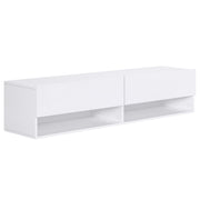 Wall Mounted TV Stand TV Cabinet for Living Room with 2 Compartments and 2 Cabinets with Flip Doors TV Stand for 60-inch Television 140x32x31 cm White