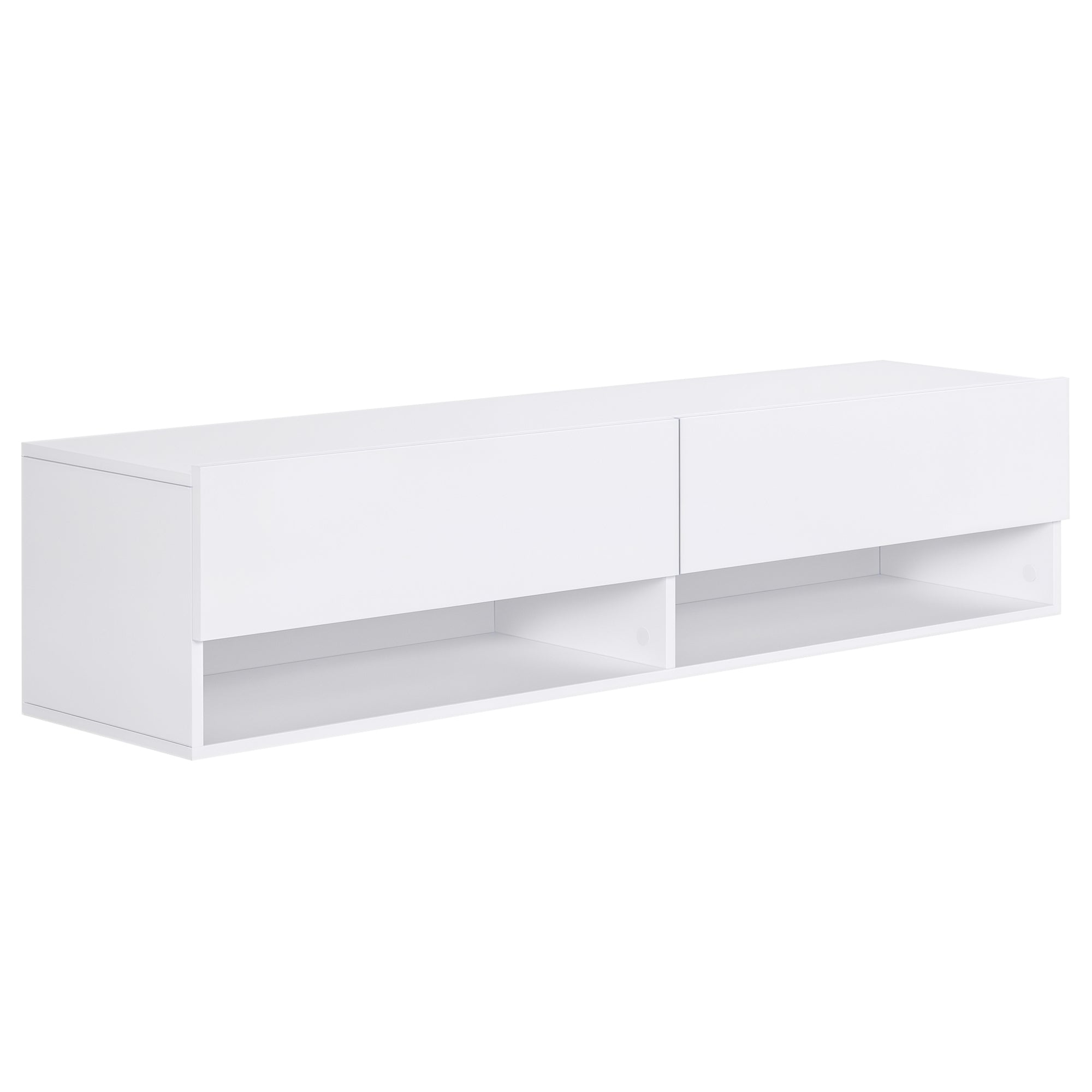 Wall Mounted TV Stand TV Cabinet for Living Room with 2 Compartments and 2 Cabinets with Flip Doors TV Stand for 60-inch Television 140x32x31 cm White