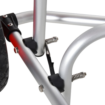 Aluminum Canoe Trolley Kayak Trolley Surf Trolley foldable with Strap Faux Leather Wheels Silver up to 75 kg 68 x 44.5 x 40 cm