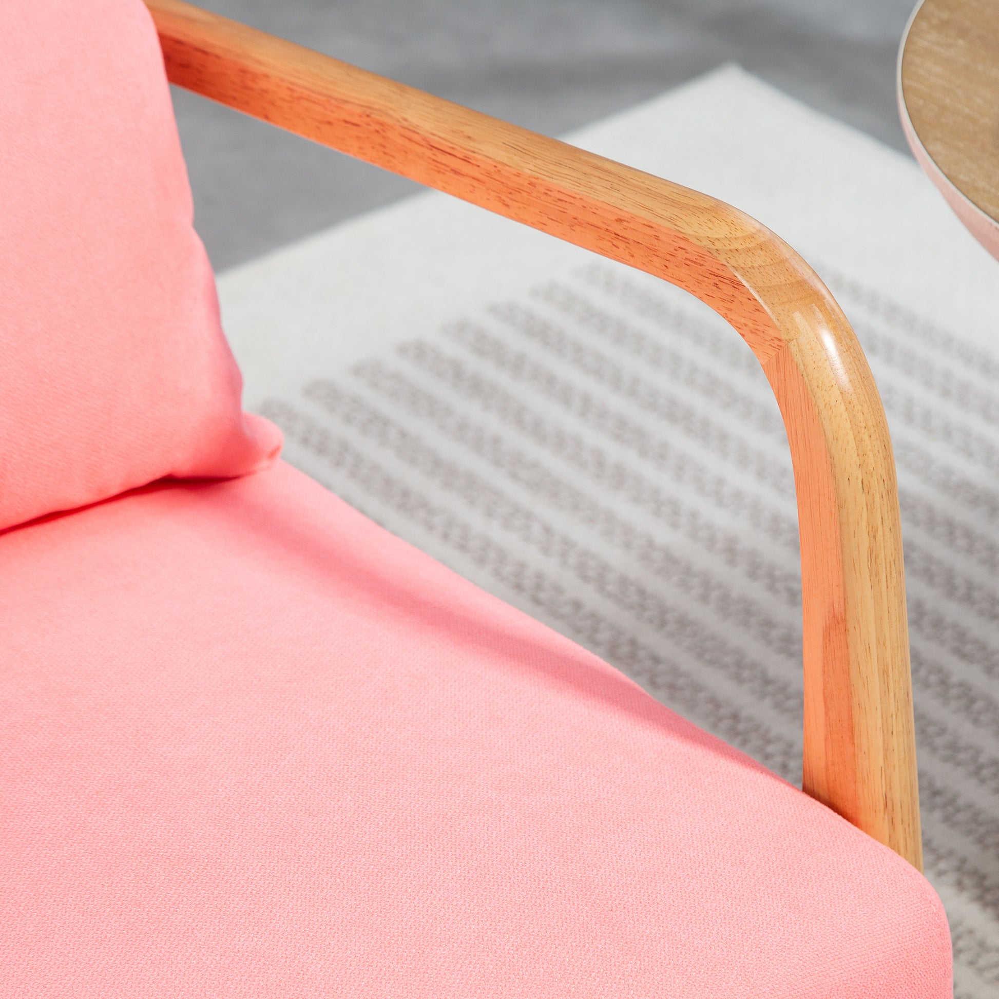 Living Room Armchair Nordic Style Armchair with Armrests Cushion and Rubber Wood Frame for Bedroom Load 120 kg 61x78x76 cm Pink
