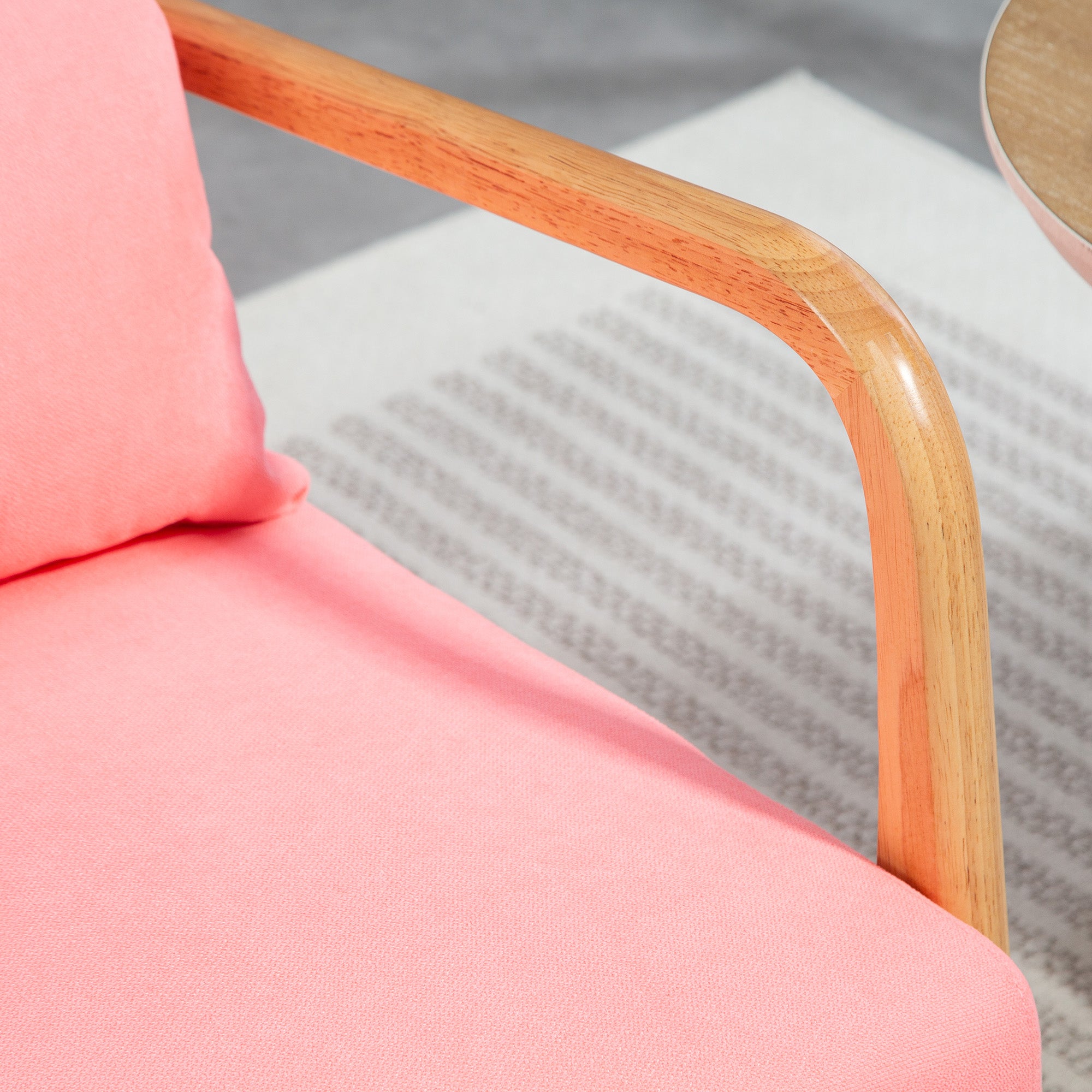 Living Room Armchair Nordic Style Armchair with Armrests Cushion and Rubber Wood Frame for Bedroom Load 120 kg 61x78x76 cm Pink