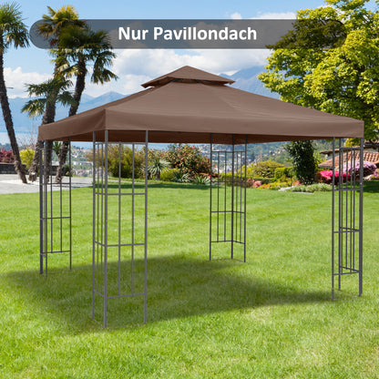 Replacement Roof for Pavilion 3x3m Water-Resistant Pavilion Roof for Metal Pavilion Pavilion Replacement Roof Garden Pavilion Party Tent Garden Tent Polyester Coffee