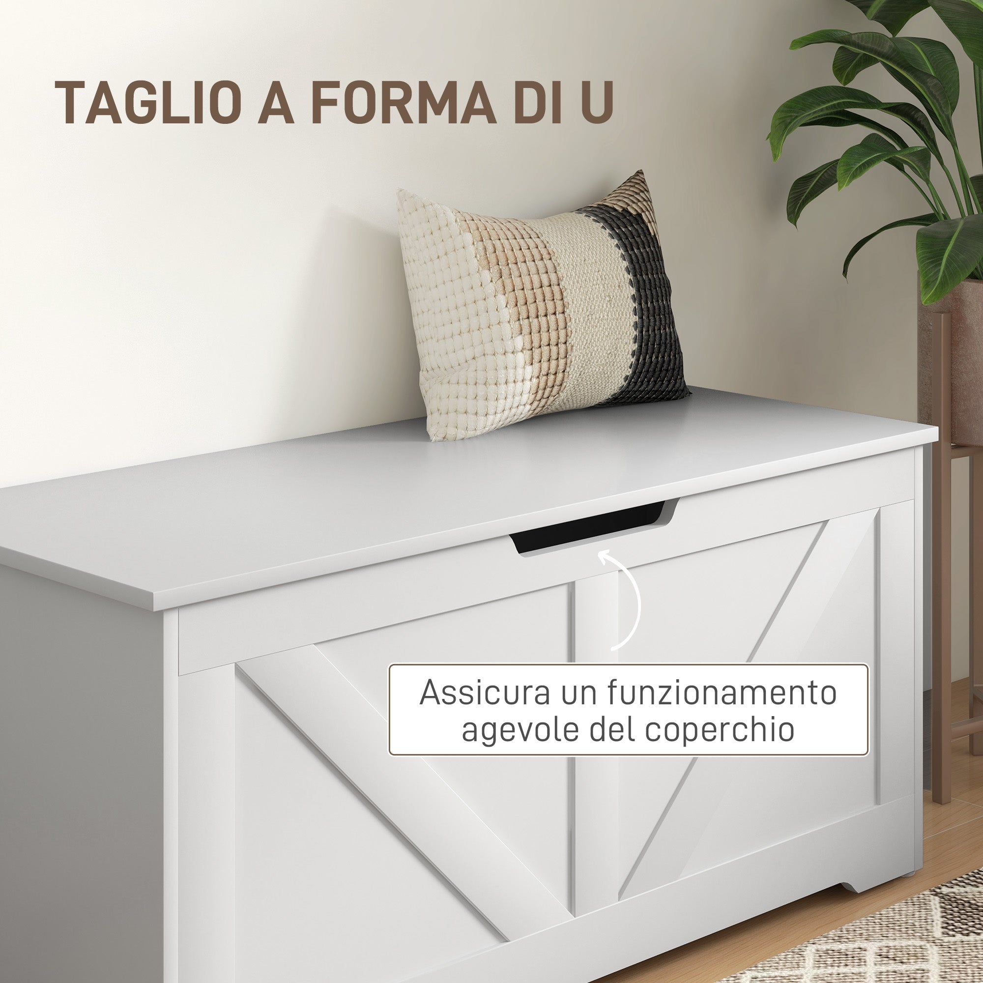 Storage Bench with Safety Hinges, Toy Box Storage Bench 127L Capacity for Entryway and Room, 100x40x45 cm, White