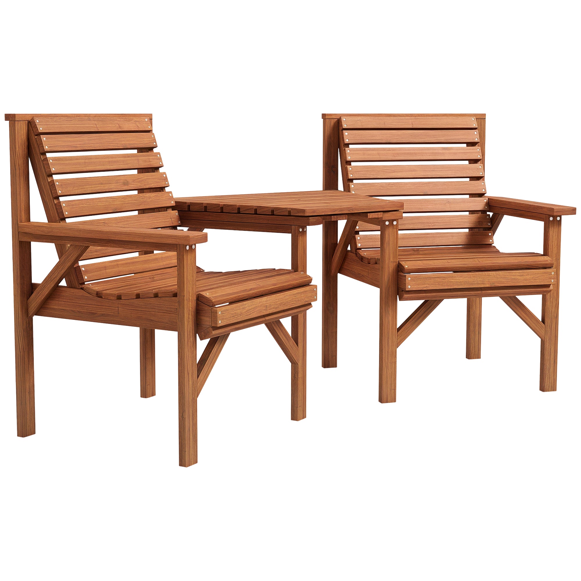 3-Piece Weatherproof Charred Pine Bistro Set — Slatted Design, Umbrella Hole, Outdoor Balcony Seating