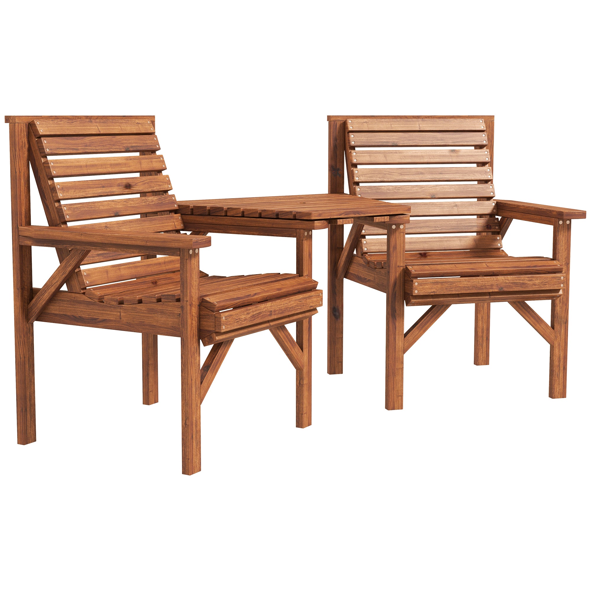 3-Piece Weatherproof Charred Pine Bistro Set — Slatted Design, Umbrella Hole, Outdoor Balcony Seating