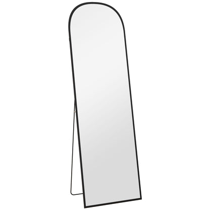 Full-Length Mirror 160.5 x 49 cm Arched Floor Mirror with Shatterproof Glass and Aluminum Frame, Leaning Wall Mirror, Standing Mirror for Living Room, Bedroom, Hallway, Black