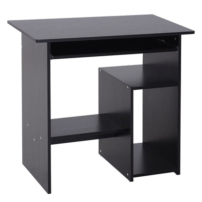 Space-Saving Desk for Home and Office, Modern Computer Desk, PC Holder, CPU Shelf and Pull-Out Keyboard Shelf in Wood, 80x45x75cm, Black