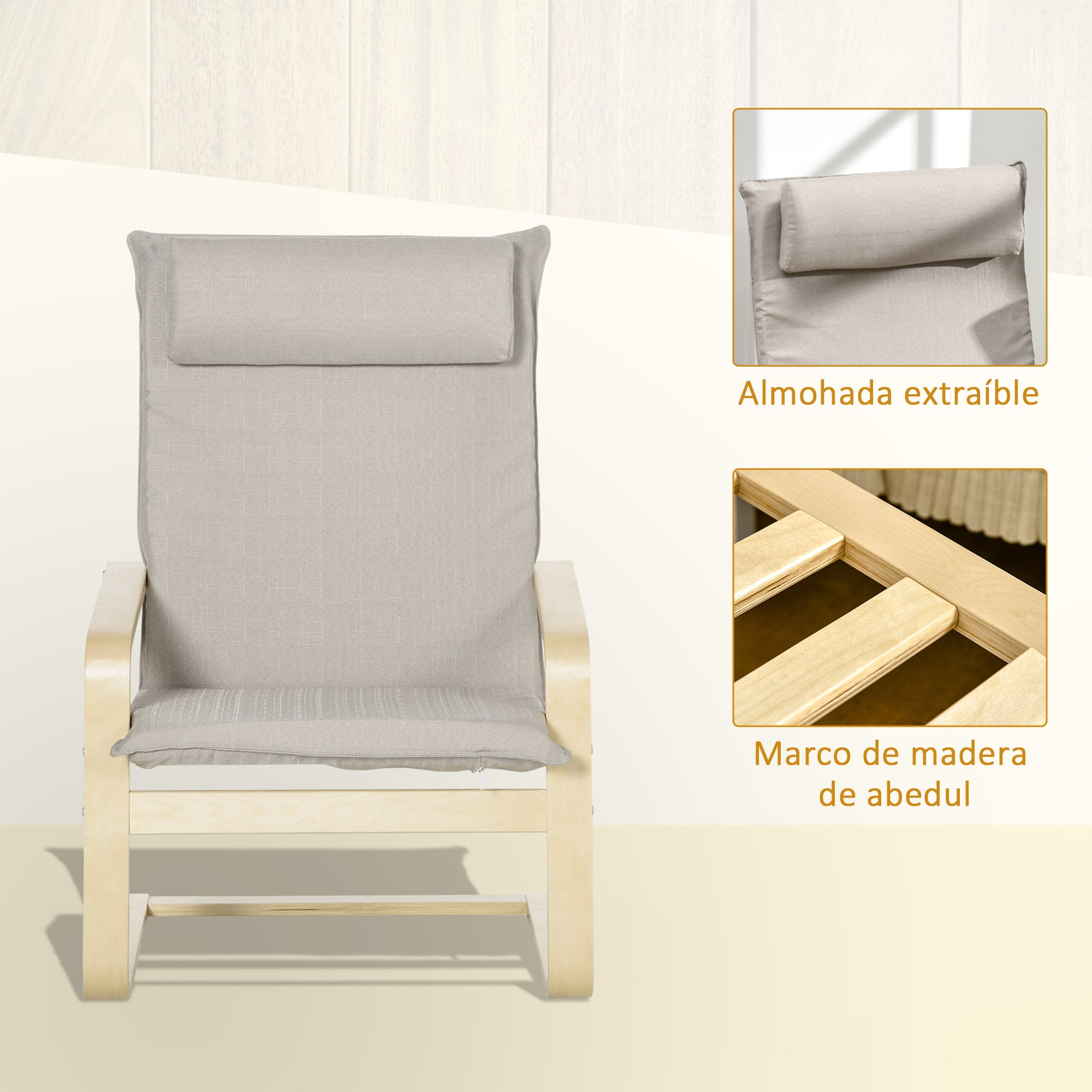 Living Room Chair with Ottoman Upholstered in Fabric Modern Armchair with High Backrest Armrests Removable Pillow for Bedroom 67x69x100 cm Gray