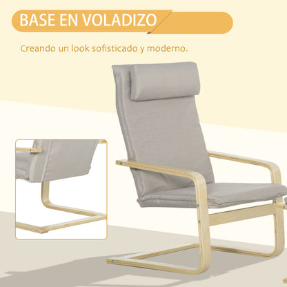 Living Room Chair with Ottoman Upholstered in Fabric Modern Armchair with High Backrest Armrests Removable Pillow for Bedroom 67x69x100 cm Gray