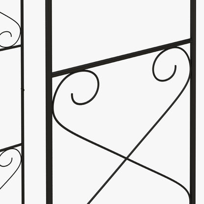 Garden Arch with Wrought Iron Style Gate Rose Arch Trellis 114L x 36W x 232H cm Epoxy-coated Black