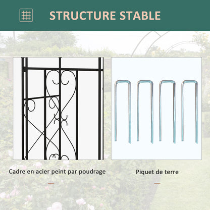 Garden Arch with Wrought Iron Style Gate Rose Arch Trellis 114L x 36W x 232H cm Epoxy-coated Black