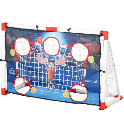 Children's Outdoor Handball Goal, 5 Target Zones, Inflatable Handball, Pump, U-Shaped Ground Pegs, Lightweight Frame