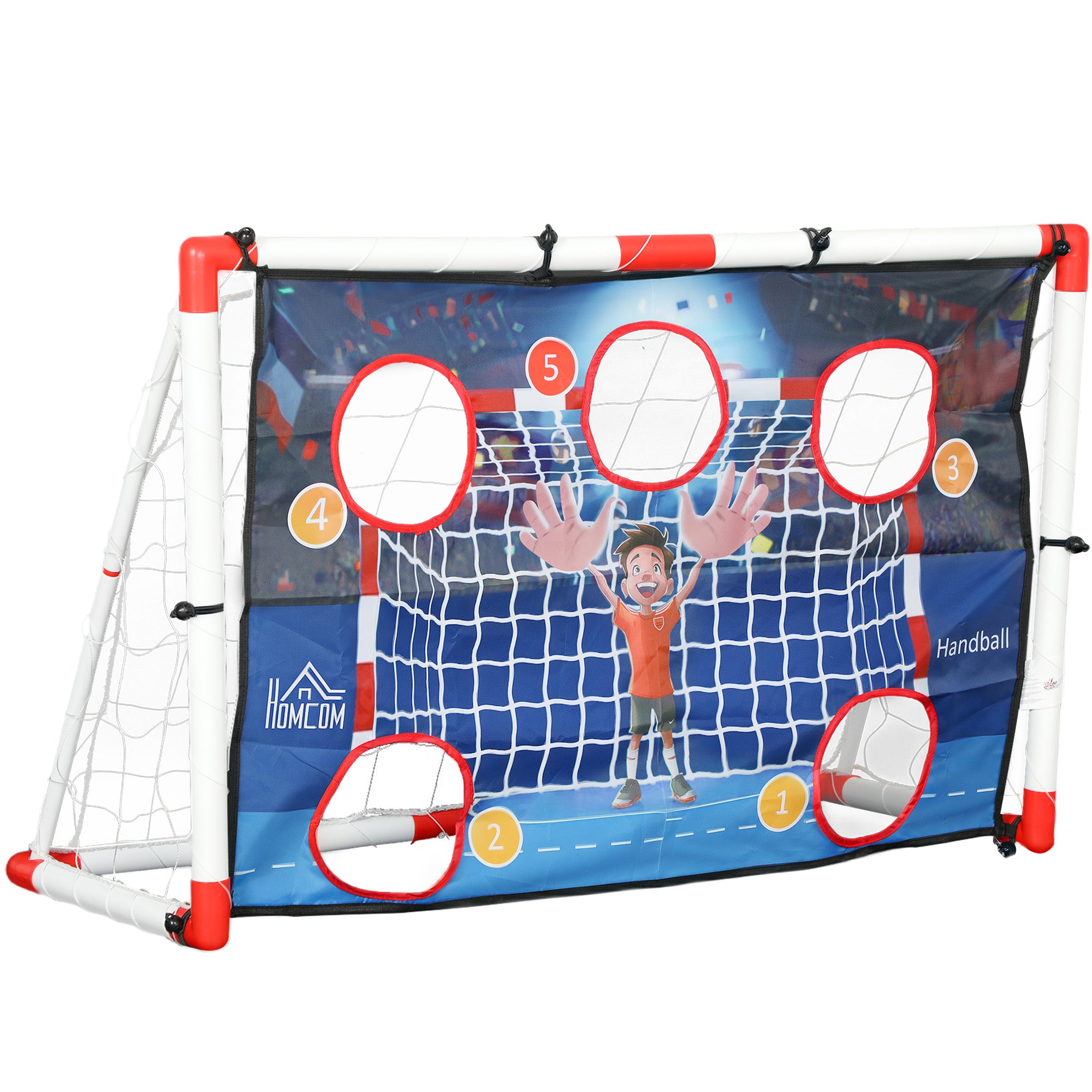 Children's Outdoor Handball Goal, 5 Target Zones, Inflatable Handball, Pump, U-Shaped Ground Pegs, Lightweight Frame