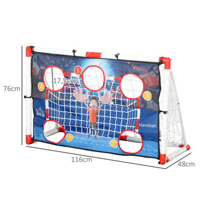 Children's Outdoor Handball Goal, 5 Target Zones, Inflatable Handball, Pump, U-Shaped Ground Pegs, Lightweight Frame
