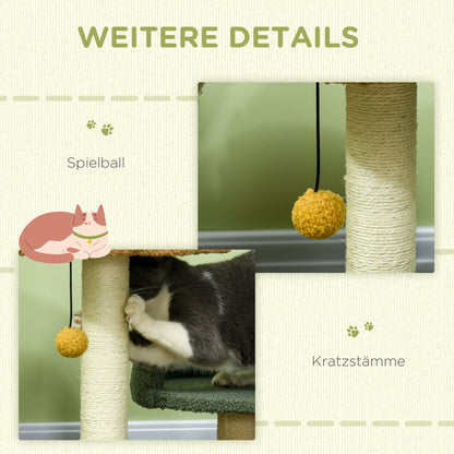 Cat Tree Small, 52 cm Cat Scratching Tree Climbing Tree with 2 Levels, Scratching Post with Play Ball, Cat Furniture, Small Scratching Tree for Cats under 5 kg, Sisal