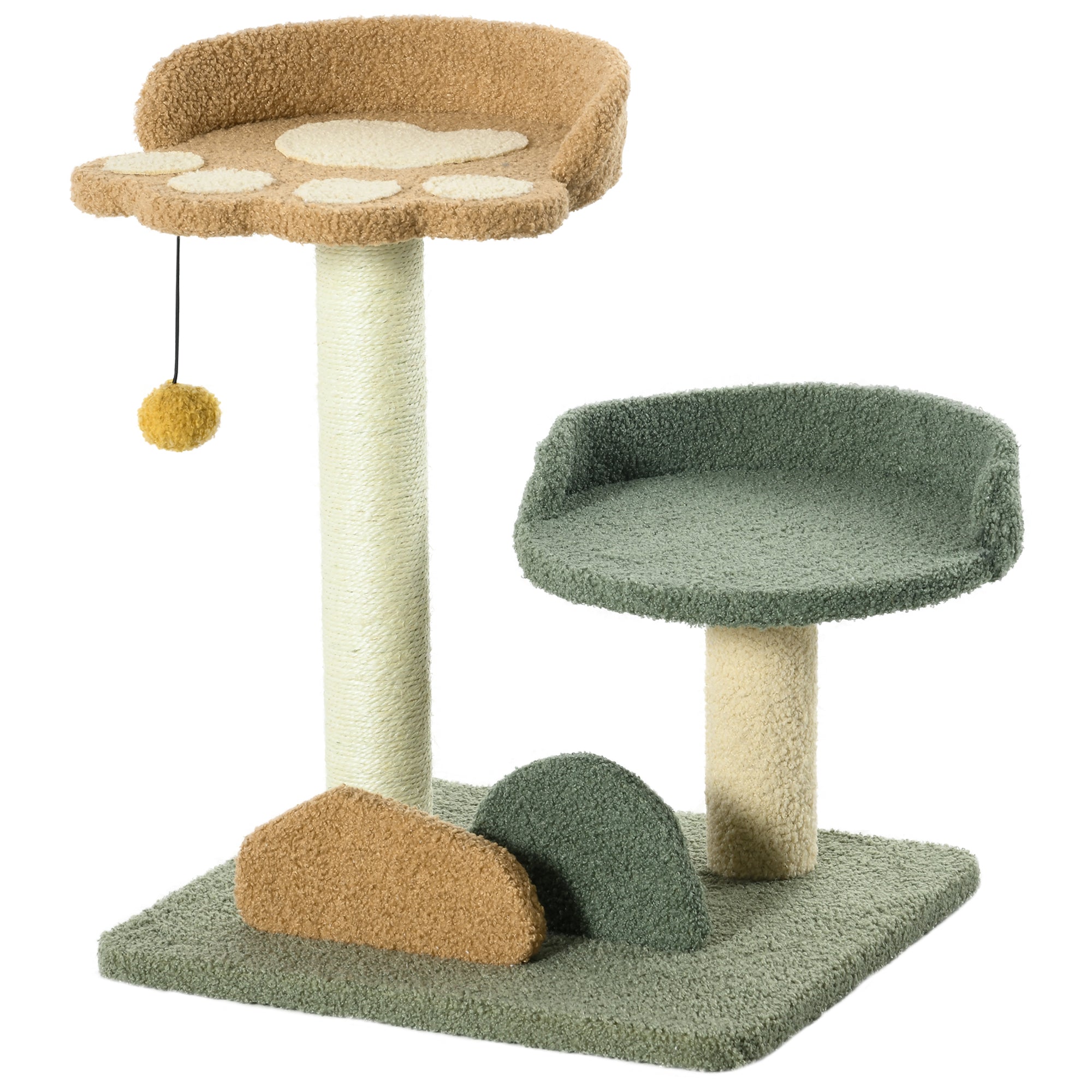 Cat Tree Small, 52 cm Cat Scratching Tree Climbing Tree with 2 Levels, Scratching Post with Play Ball, Cat Furniture, Small Scratching Tree for Cats under 5 kg, Sisal