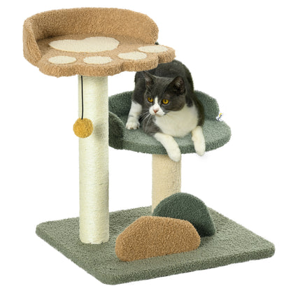 Cat Tree Small, 52 cm Cat Scratching Tree Climbing Tree with 2 Levels, Scratching Post with Play Ball, Cat Furniture, Small Scratching Tree for Cats under 5 kg, Sisal