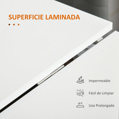 Folding Dining Table with Wheels Folding Kitchen Table Multifunctional Side Table with 2 Foldable Wings 120x80x73 cm White and Teak