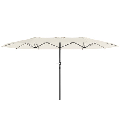 Double-sided Sun Umbrella 436 x 260 cm, UV Protection Steel Sun Umbrella with Crank, Oval Balcony Umbrella Beach Umbrella Windproof Stable Market Umbrella Crank Umbrella for Beach Balcony Garden, Beige